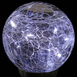 Solar Crackle Glass Ball Garden Stake with Six LED lights and Bead Details, 4 by 30 Inches | Shop Garden Decor by Exhart