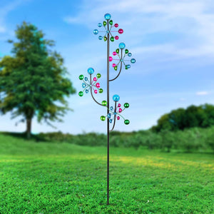 4 Tier Metal Cup Kinetic Garden Spinner Stake, 21 by 74 Inches | Shop Garden Decor by Exhart