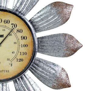 Solar Galvanized Metal Flower Thermometer Garden Stake, 14 by 45 Inches | Shop Garden Decor by Exhart