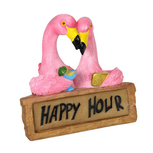 Solar Happy Hour Flamingos Sign, 10 Inch | Shop Garden Decor by Exhart