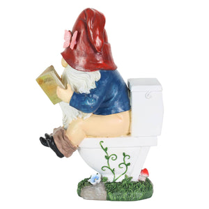 Good Time Toilet Timmy Garden Gnome Statue with LED lights on a Battery Operated Timer, 7.5 by 10.5 Inches | Exhart