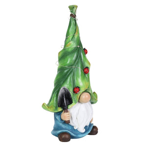 Gnome with Solar String Hat with Ladybugs and Trowel Garden Statuary, 7 by 14 Inches | Shop Garden Decor by Exhart