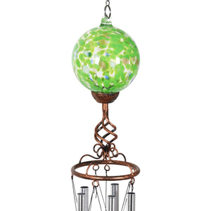 Solar Green Glass Ball Wind Chime with Metal Finial, 5 by 46 Inches | Shop Garden Decor by Exhart