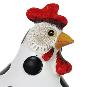 Black Polka Dot White Garden Hen Statue, 9 Inch | Shop Garden Decor by Exhart