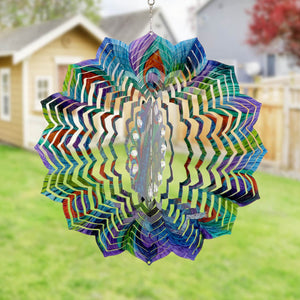 Laser Cut Peacock Hanging Wind Spinner with Bead Details, 12 Inch | Shop Garden Decor by Exhart
