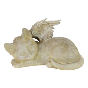 Solar Sleeping Cat Angel Memorial Statue, 12 by 6.5 Inches | Shop Garden Decor by Exhart
