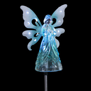 Solar Blue Acrylic Angel Stake with 13 LEDs, 6 Inch Body Size | Shop Garden Decor by Exhart