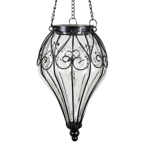 Solar Clear Glass Hanging Lantern, 6.5 by 23.5 Inches | Shop Garden Decor by Exhart