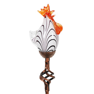Solar Glass Rooster Garden Stake in Pink, 32 Inch | Shop Garden Decor by Exhart