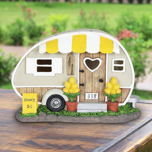 Solar Hand Painted Lemonade Camping Trailer Statue, 9.5 by 6 Inches | Shop Garden Decor by Exhart