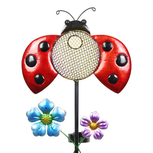 Solar Hand Painted Ladybug Metal Mesh Pellet Bird Feeder Garden Stake, 12.5 by 36 Inches | Shop Garden Decor by Exhart