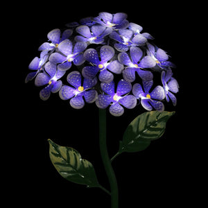 Solar Metal Hydrangea Garden Stake in Purple with Twenty-Six LED Lights, 7 by 21 Inches | Shop Garden Decor by Exhart