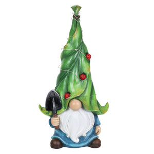 Gnome with Solar String Hat with Ladybugs and Trowel Garden Statuary, 7 by 14 Inches | Shop Garden Decor by Exhart