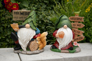 Solar Gnome with a Welcome to my Beer Garden Sign, 8 by 9.5 Inches | Shop Garden Decor by Exhart