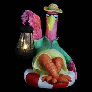 Flamingo Holding a Solar Lantern Garden Statue, 8 by 11 Inches | Shop Garden Decor by Exhart