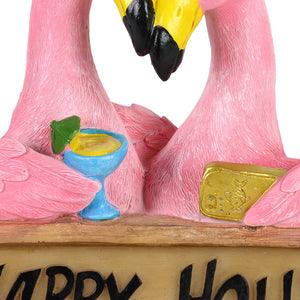 Solar Happy Hour Flamingos Sign, 10 Inch | Shop Garden Decor by Exhart