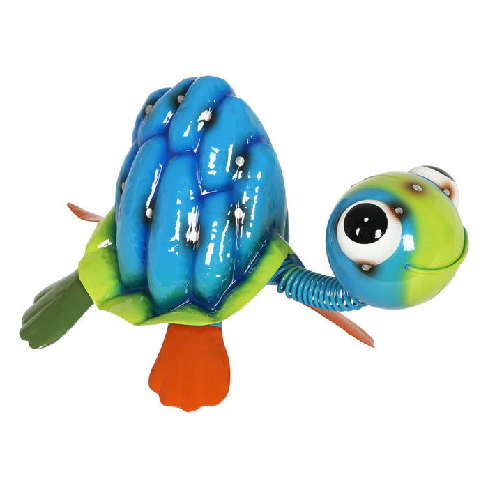 Colorful Painted Metal Turtle Statue, 8 Inch