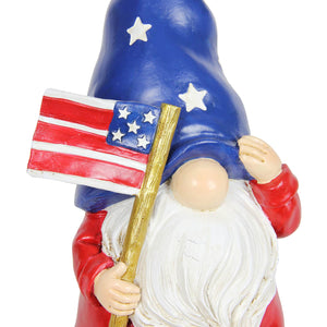 Two Piece Hand Painted Uncle Sam and USA Flag Garden Gnome Statue Set, 6 by 10 Inches | Shop Garden Decor by Exhart