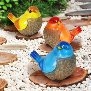 hand painted set of 3 garden bird statues, 5 Inches | Shop Garden Decor by Exhart