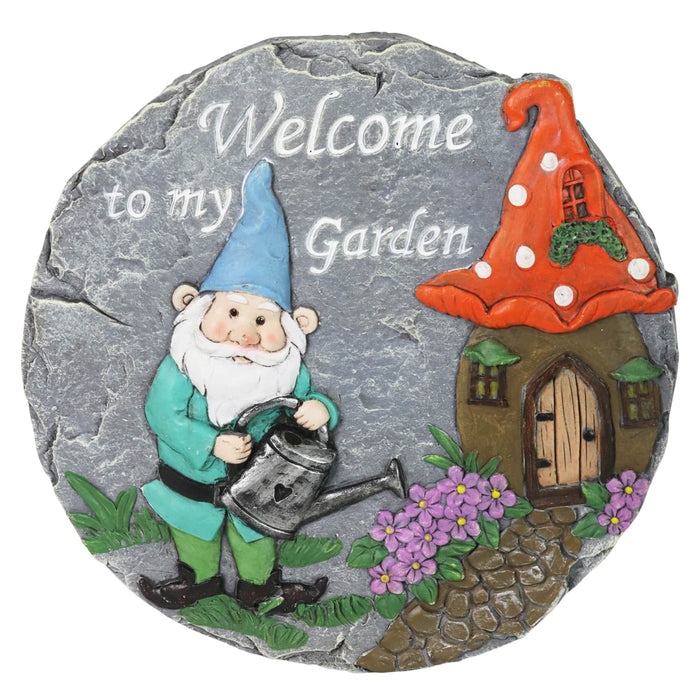 Welcome to My Garden Gnome Stepping Stone, 10 x 11 Inches