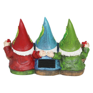 Solar Three Gnomes with Welcome Sign Garden Statuary, 13 by 9 Inches | Shop Garden Decor by Exhart