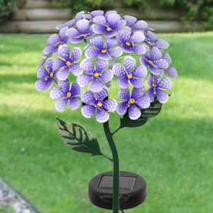 Solar Metal Hydrangea Garden Stake in Purple with Twenty-Six LED Lights, 7 by 21 Inches | Shop Garden Decor by Exhart