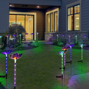 Solar Fiber Optic Color Changing Butterfly Garden Stake Set of 3 with LED Stake, 5 by 30 Inches | Shop Garden Decor by Exhart