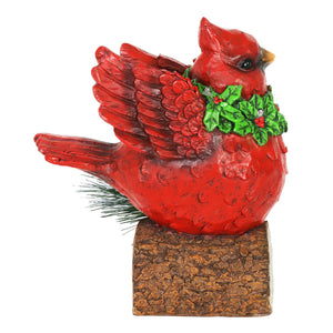 Hand Painted Christmas Cardinal with LED Garland on Noel Sign Statuary with a Battery Powered Timer, 8.5  Inch | Exhart