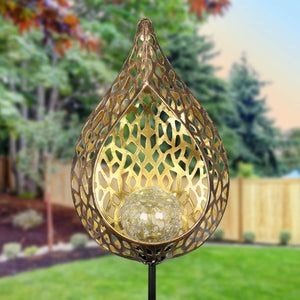 Solar Metal Filigree Full Flame Torch Garden Stake, 6.5 by 35.5 Inches | Shop Garden Decor by Exhart