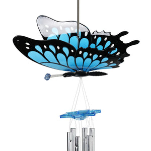 Large WindyWings Butterfly Wind Chime in Blue, 11 by 24 Inches | Shop Garden Decor by Exhart