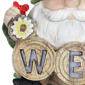 Solar Three Gnomes with Welcome Sign Garden Statuary, 13 by 9 Inches | Shop Garden Decor by Exhart