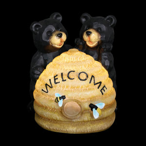 Solar Bears and Welcome Hive Statuary, 7 Inch | Shop Garden Decor by Exhart