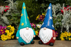 Hand Painted Starfish LED Hat Gnome Statue on a Battery Operated Timer, 6 by 12.5 Inches | Shop Garden Decor by Exhart