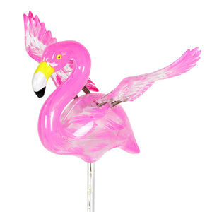 2 Piece Solar Pink Flamingo WindyWing Stakes with Pink LED lights, 4.5 by 27.5 Inches | Shop Garden Decor by Exhart