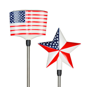 Solar USA Flag and Star Garden Stake Set, 4 Inch | Shop Garden Decor by Exhart