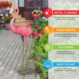 Pink Hand Painted Metal Garden Flamingo Statue, 40 Inches tall | Shop Garden Decor by Exhart