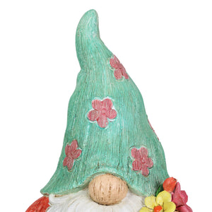 2 Piece Set Pastel Daisy Hat Garden Gnome Statues, 5.5 by 8.5 Inches | Shop Garden Decor by Exhart