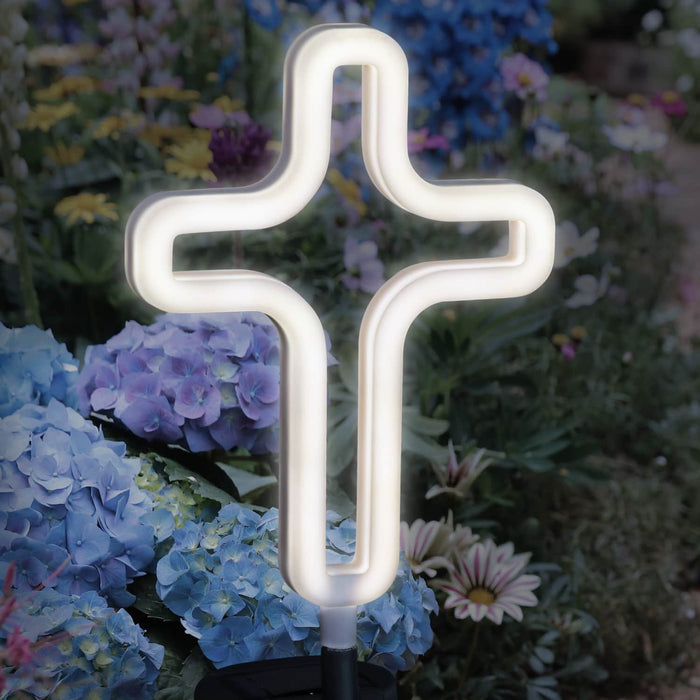 Solar Cross Outline Garden Stake, 6 by 34.5 Inches