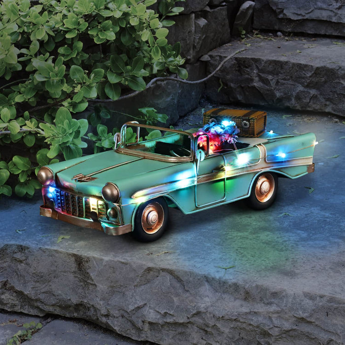Vintage Convertible Car LED Statue with a Battery Powered Timer, 10.5 by 4.5 x 4 Inches