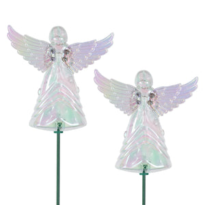 2 Piece Clear Angel WindyWing Garden Stakes, 4.5 by 30 Inches | Shop Garden Decor by Exhart