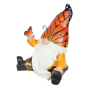 Solar Hand Painted Monarch Butterfly Hat Gnome Garden Statuary, 6 by 9 Inches | Shop Garden Decor by Exhart