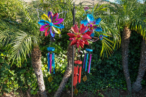 Solar Double Spinner Colorful Metal Butterfly Wind Chime, 14 by 42 Inches | Shop Garden Decor by Exhart