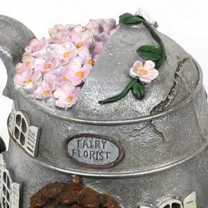 Solar Silver Tea Pot Fairy House Garden Statue, 7 Inch | Shop Garden Decor by Exhart