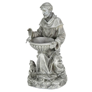 Saint Francis Bird Feeder Garden Statue in Natural Resin Finish, 19 Inch | Shop Garden Decor by Exhart