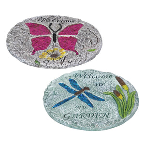 2 Piece Set of Dragonfly and Butterfly Stepping Stones, 10 Inches | Shop Garden Decor by Exhart