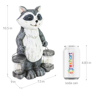 Solar Firefly Jar Raccoon Garden Statuary, 10 Inches tall | Shop Garden Decor by Exhart