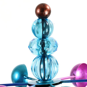 Three Tier Wind Spinner Garden Stake with Glass Crackle Balls in Blue, 14 by 48 Inches | Shop Garden Decor by Exhart
