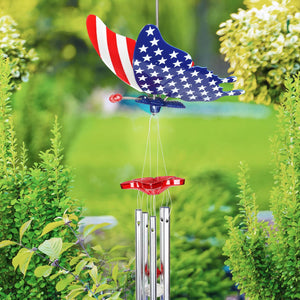 WindyWing Patriotic Butterfly Wind Chime, 8 by 18 Inches | Shop Garden Decor by Exhart