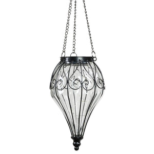 Solar Clear Glass Hanging Lantern, 6.5 by 23.5 Inches | Shop Garden Decor by Exhart