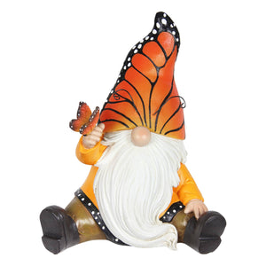 Solar Hand Painted Monarch Butterfly Hat Gnome Garden Statuary, 6 by 9 Inches | Shop Garden Decor by Exhart